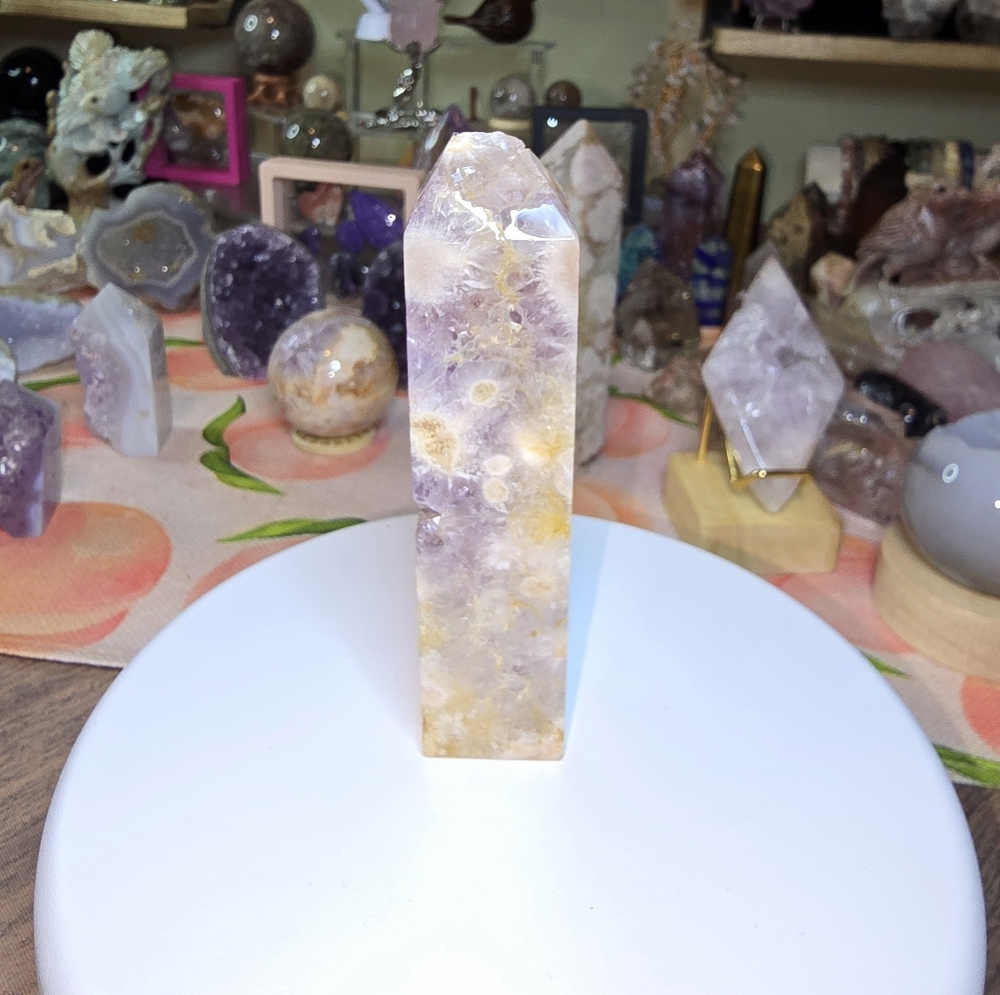 Amethyst Flower Agate Druzy Tower